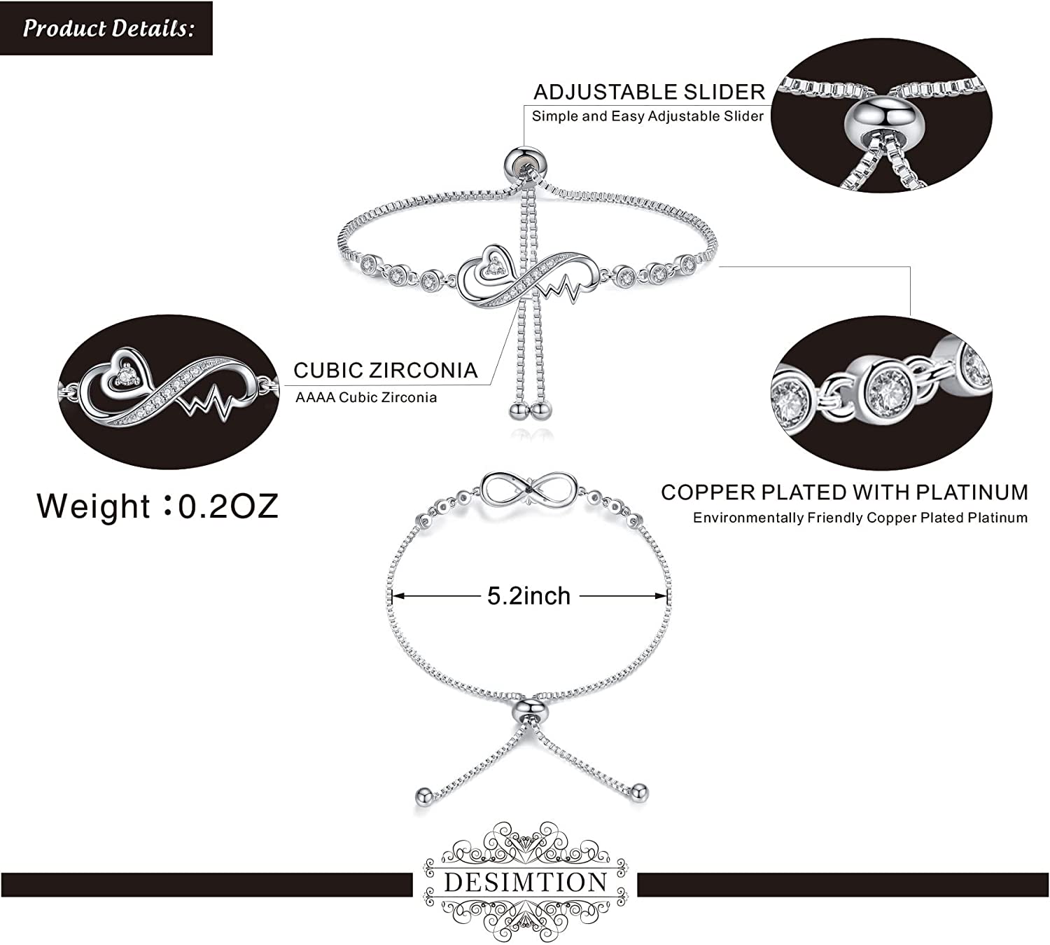 Infinity Love Bracelets for Women Girls, Birthday Mothers Day Jewelry Gifts for Her Girlfriend Wife Mom from Daughter Son - Image 5